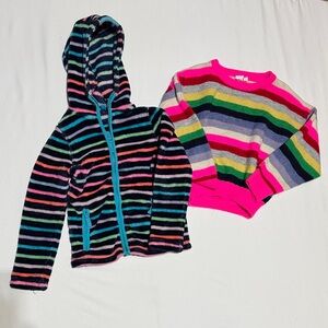 Lands' End Multicolor Striped Kids Hoodie and Gap striped Sweater size 6-7